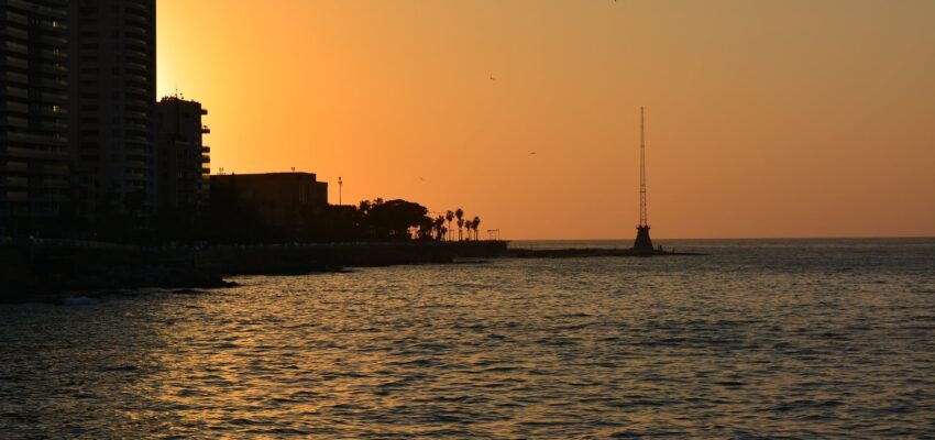 coucher de soleil sur Beyrouth, location jet privé