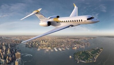 The new Bombardier Global 8000 presented at the Business Aviation Summit
