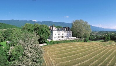 Hire a helicopter for a gourmet getaway at the Chateau of Divonne between the jura and lake geneva