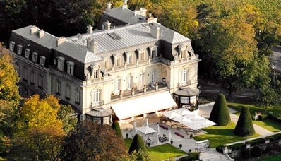 Hire a helicotper for a gourmet escapade at Les Crayeres in Reims, Champagne, France