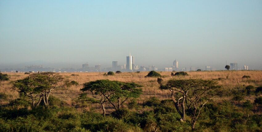 **emplacement jet privé - Prairies, acacias, horizon de Nairobi.**
