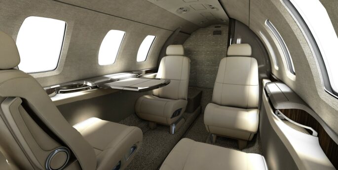 Cessna Citation M2 intérieur cabine beige