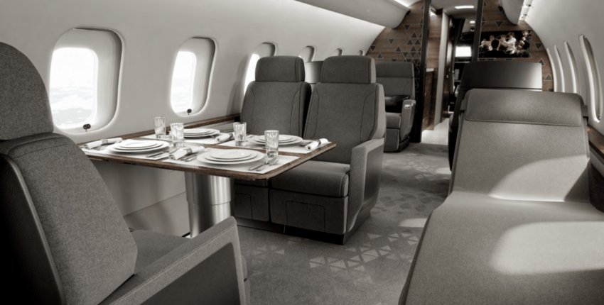 Location de jet privé, intérieur G5500 avec sièges gris