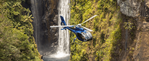 Helicopter flight over Reunion Island
